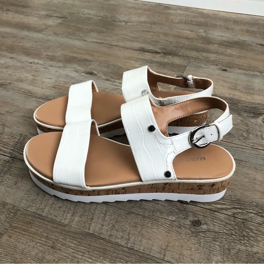 Marc Fisher White Platform Sandals